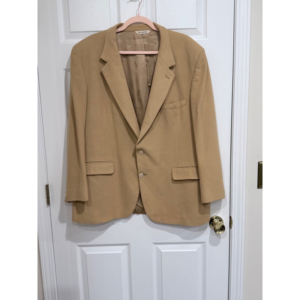 70s/80s 100% Cashmere Field Brothers Blazer Camel Tan Sport Coat Mens 48 USA